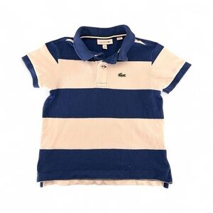 Lacoste Kids Polo with Navy and Beige Stripes